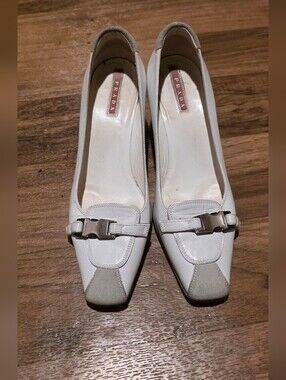Prada Y2k White Leather Square-Toe Shoes